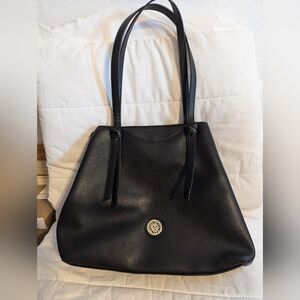 Anne Klein Black  Faux Leather Satchel Bag Purse